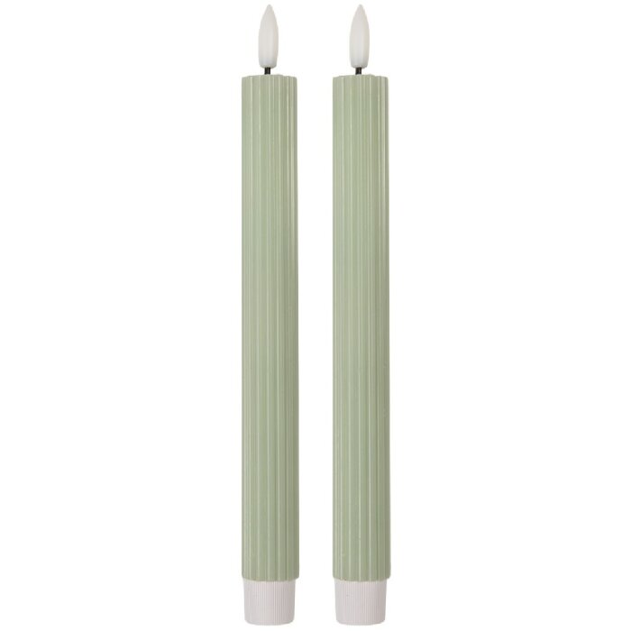 Clayre & Eef 6CA0002GR Set di 2 Portacandele con LED Ø 2x25 cm