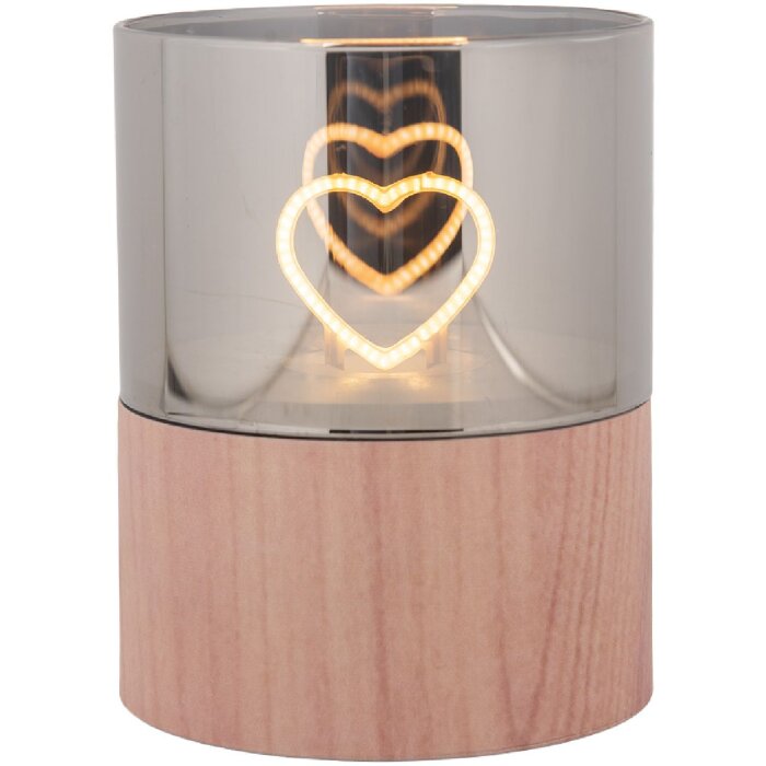 Portacandele LED Clayre & Eef 6CA0007 Ø 8x10 cm 3xAAA Marrone