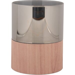 Portacandele LED Clayre & Eef 6CA0007 Ø 8x10 cm 3xAAA Marrone