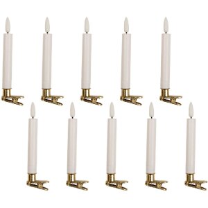 Set di 10 Portacandele con LED Clayre & Eef 6CA0008 Ø 2x14 cm Bianchi