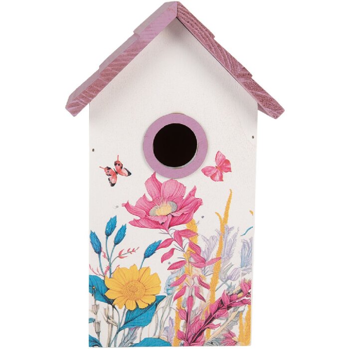 Casetta per uccelli Clayre & Eef 6H2452 15x10x22 cm Bianco-Rosa