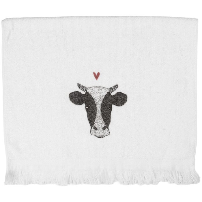 Asciugamano per Ospiti Clayre & Eef CT036 40x66 cm Bianco con motivo nero