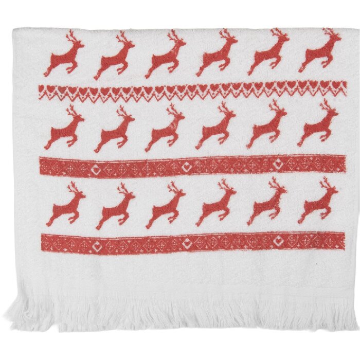 Asciugamano per ospiti Clayre & Eef CTNOC-1 40x66 cm Bianco con bordo rosso