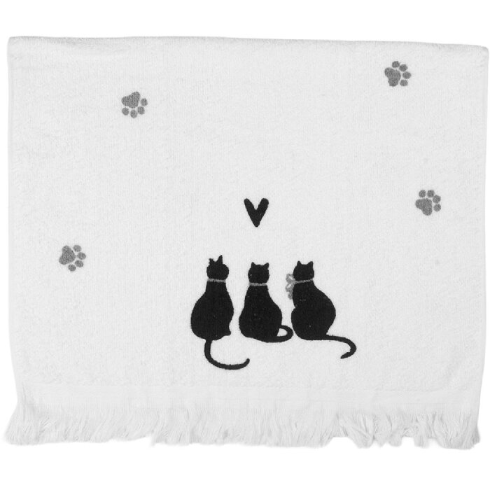 Asciugamano per ospiti Clayre & Eef CTPWS-1 40x66 cm Bianco e Nero