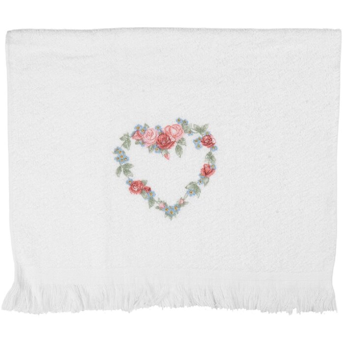 Asciugamano per Ospiti Clayre & Eef CTSLF 40x66 cm Bianco Rosa