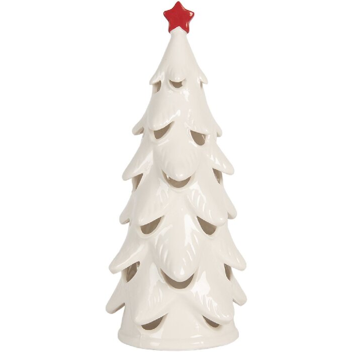 Decorazione albero di Natale con LED Clayre & Eef 6CE2178M Ø 11x25 cm Bianco/Rosso