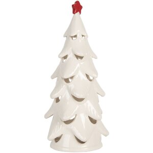 Decorazione albero di Natale con LED Clayre & Eef 6CE2178M Ø 11x25 cm Bianco/Rosso