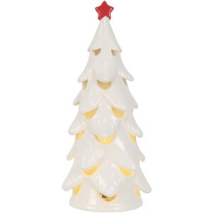 Decorazione albero di Natale con LED Clayre & Eef 6CE2178M Ø 11x25 cm Bianco/Rosso