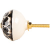 Clayre & Eef 66274 Manopola per porta Ø 4x3 cm Nera Beige