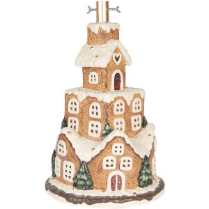 Supporto per albero di Natale Clayre & Eef 5MG0093 Ø 35x57 cm Marrone e Bianco