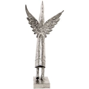 Decorazione Angelo in ferro Clayre & Eef 5Y1300 Argento 30x15x50 cm