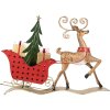 Clayre & Eef 5Y1302 Decorazione Renna con Slitta 68x11x50 cm Marrone e Rosso