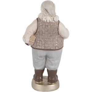 Clayre & Eef 6PR5521 Decorazione Babbo Natale 8x6x15 cm Beige/Grigio