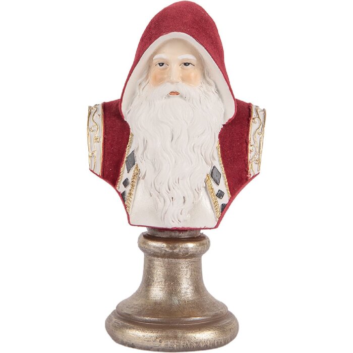 Clayre & Eef 6PR5538 Decorazione Busto Babbo Natale 10x9x19 cm Rosso e Bianco