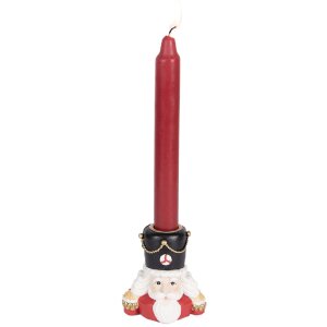 Portacandele Schiaccianoci Clayre & Eef 6PR5540 8x6x9 cm Rosso e Bianco