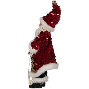 Decorazione Babbo Natale Clayre & Eef 66324 16x8x28 cm rossa