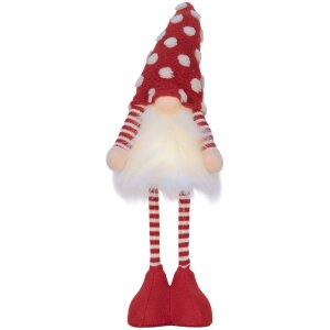 Clayre & Eef 66328 Nano decorativo con LED Rosso e Bianco 56 cm