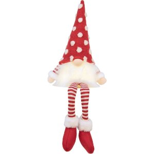 Clayre & Eef 66329 Decorazione Nano con LED 16x12x32/60 cm Rosso Bianco
