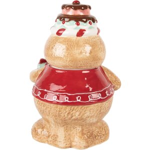 Barattolo con coperchio Clayre & Eef 6CE2214 17x14x24 cm Marrone Rosso