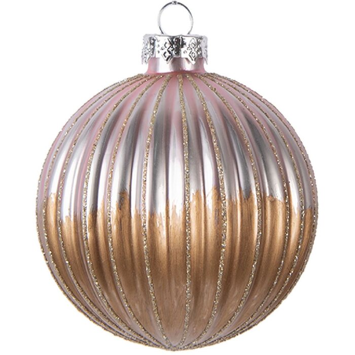 Pallina per albero di Natale Clayre & Eef 6GL5112 Ø 8x8 cm Marrone & Rosa