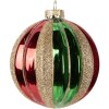 Palla di Natale in vetro Clayre & Eef 6GL5116 Ø 10x11 cm Verde Rossa