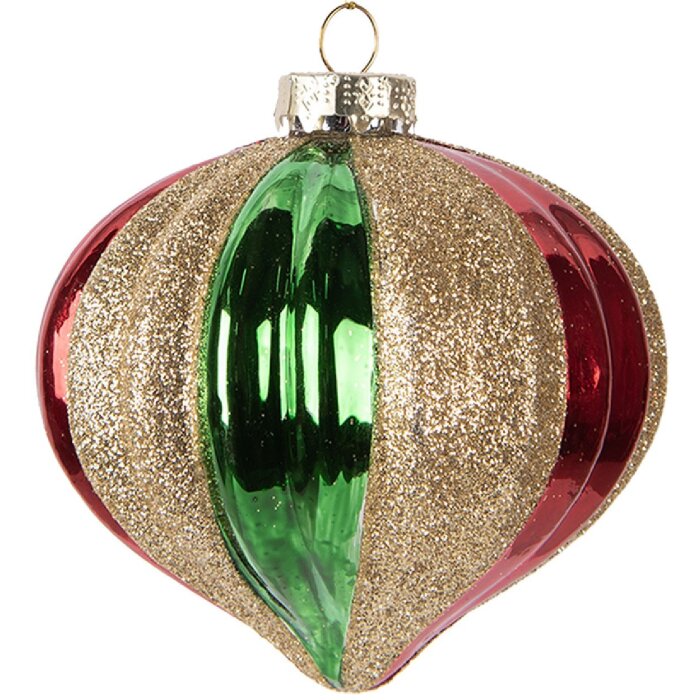 Pallina di Natale Clayre & Eef 6GL5117 Ø 10x10 cm Verde Rosso