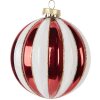 Palla di Natale in vetro Clayre & Eef 6GL5118 Ø 10x11 cm Rossa e Bianca