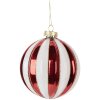 Palla di Natale in vetro Clayre & Eef 6GL5118 Ø 10x11 cm Rossa e Bianca