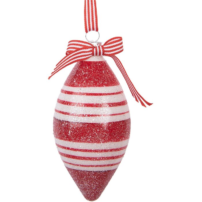 Palla di Natale in vetro Clayre & Eef 6GL5181 Rossa e Bianca Ø 6x13 cm