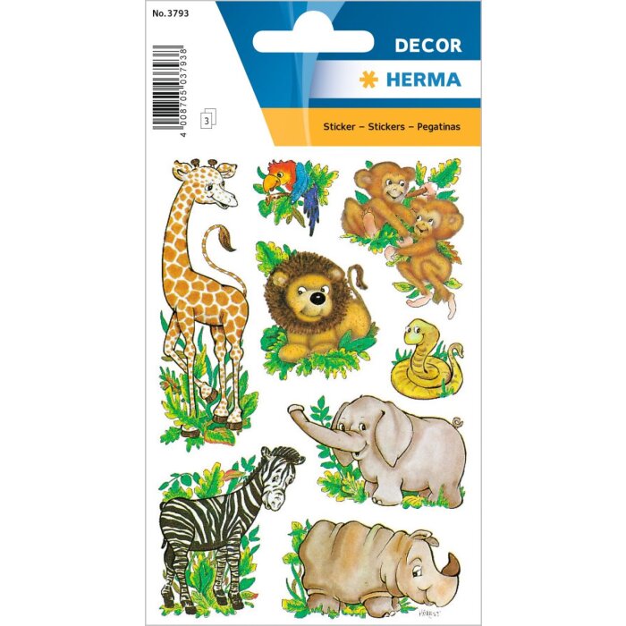 Adesivi HERMA DECOR animali della giungla 3 fogli