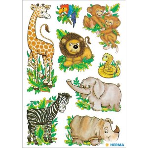 Adesivi HERMA DECOR animali della giungla 3 fogli