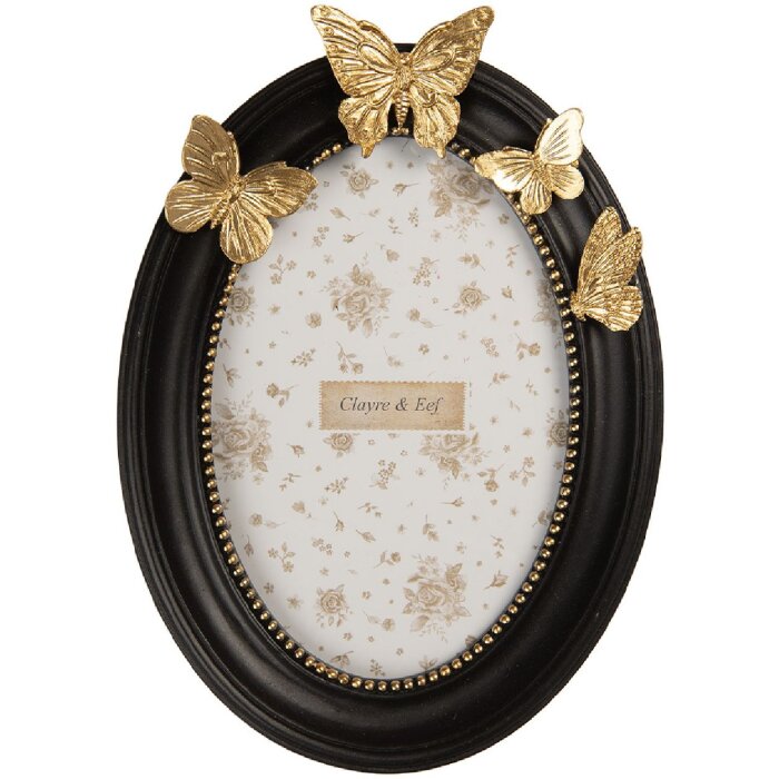 Cornice per foto Clayre & Eef 2F1359S 14x2x19 cm 10x15 cm Nera e Color Oro