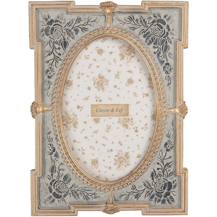 Cornice per foto Clayre & Eef 2F1365S 15x2x21 cm / 10x15 cm Blu Dorata