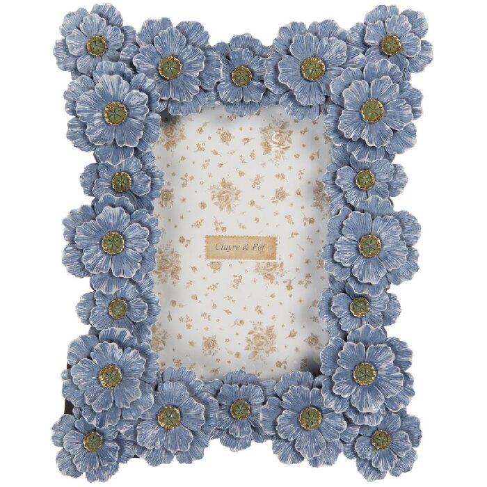 Cornice per foto Clayre & Eef 2F1366S 19x3x25 cm 10x15 cm Blu Verde