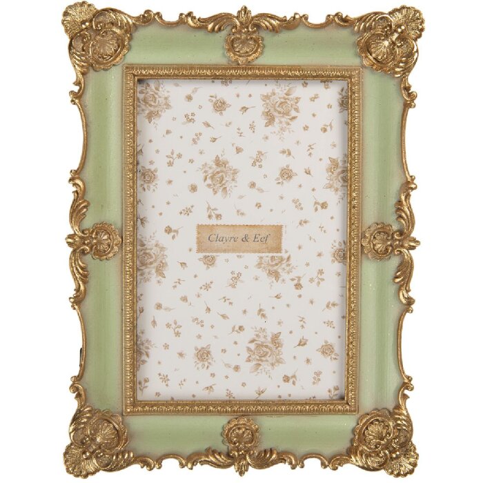 Cornice per foto Clayre & Eef 2F1354S 15x2x21 cm / 10x15 cm Verde Dorato