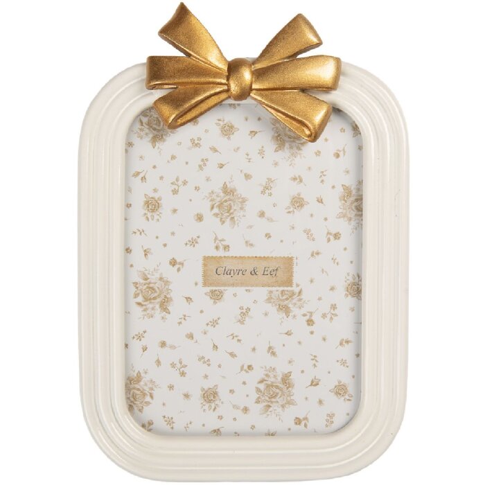 Cornice per foto Clayre & Eef 2F1377 17x24 cm Bianco Dorato 13x18 cm