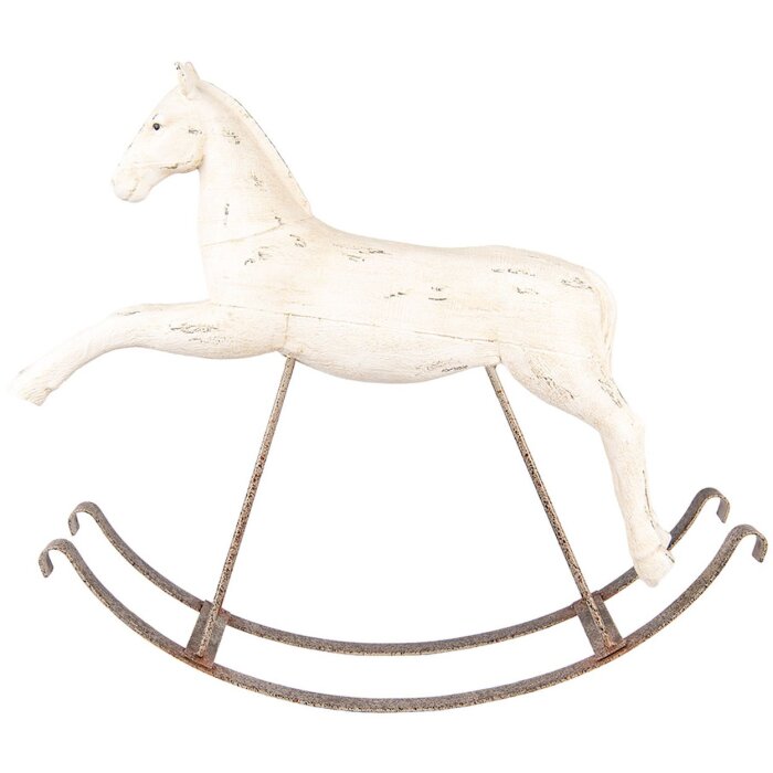 Clayre & Eef 5PR0176 Decorazione Cavallo a Dondolo 61x15x51 cm Bianco