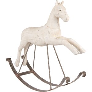 Clayre & Eef 5PR0176 Decorazione Cavallo a Dondolo 61x15x51 cm Bianco