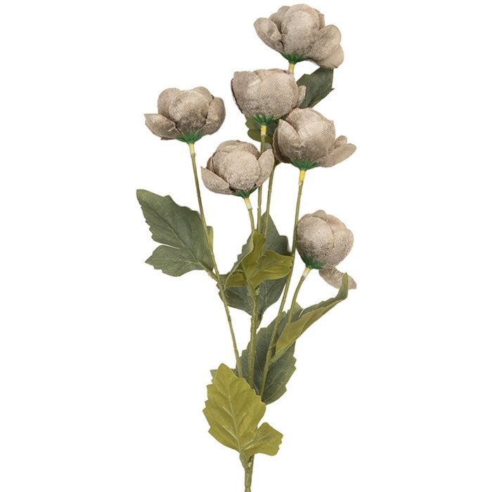Clayre & Eef 6PL0409G Decorazione Ramo con Fiori 10x10x63 cm Grigio-Verde