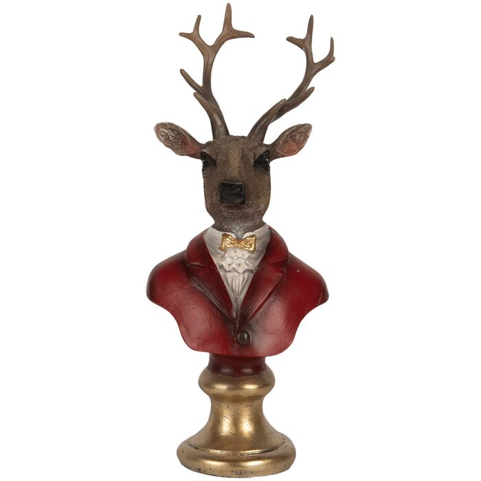Busto decorativo Renna Clayre & Eef 6PR5518 10x9x19 cm Marrone & Rosso