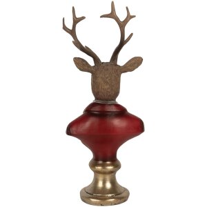 Busto decorativo Renna Clayre & Eef 6PR5518 10x9x19 cm Marrone & Rosso