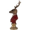 Busto decorativo Renna Clayre & Eef 6PR5518 10x9x19 cm Marrone & Rosso