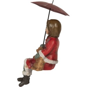 Decorazione Bambino con Cane Clayre & Eef 6PR5523 10x7x19 cm Rosso Marrone