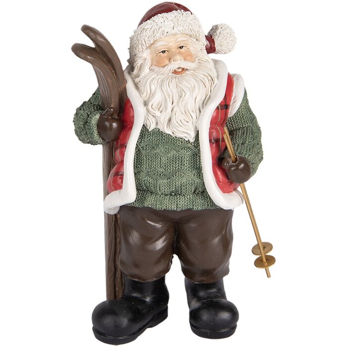 Decorazione Babbo Natale Clayre & Eef 6PR5524 15x11x25 cm Verde e Marrone