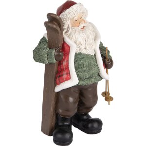 Decorazione Babbo Natale Clayre & Eef 6PR5524 15x11x25 cm Verde e Marrone