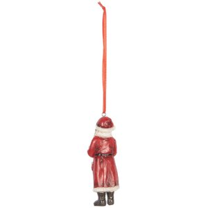 Clayre & Eef 6PR5595 Decorazione Ciondolo Babbo Natale 4x3x11 cm Rosso Bianco