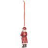 Clayre & Eef 6PR5595 Decorazione Ciondolo Babbo Natale 4x3x11 cm Rosso Bianco