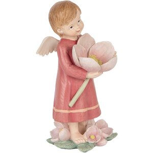 Decorazione Angelo Clayre & Eef 6PR5602 7x6x12 cm Rosa Beige