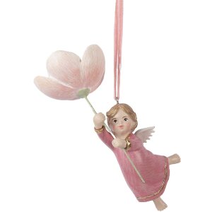 Decorazione Angelo Sospeso Clayre & Eef 6PR5603 Rosa Beige 7x5x13 cm