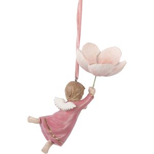 Decorazione Angelo Sospeso Clayre & Eef 6PR5603 Rosa Beige 7x5x13 cm